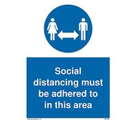 Lot de 5 panneaux A5P avec inscription « Social distancing must be adhered to in this area » 150 x 200 mm
