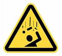 Lot de 5 panneaux adhésifs adhésifs pour avertissement Risque de chute d'objets, 15 cm autocollants triangle jaune signalisation dangereuse (15 cm, chute d'objets)