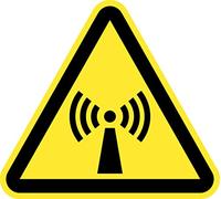 Lot de 5 panneaux adhésifs anti-ionisants de 15 cm autocollants triangle jaune dangereux (15 cm, rayonnements non ionisants)