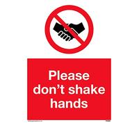 Lot de 5 panneaux avec inscription « Please don't shake hands » 150 x 200 mm A5P