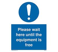 Lot de 5 panneaux avec inscription « Please wait here until the equipment is free » 150 x 200 mm A5P