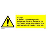 Lot de 5 panneaux « Caution if area beyond this point is congested, please do not queue » 300 x 100 mm - L31
