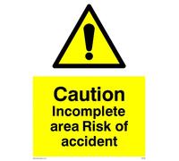 Lot de 5 panneaux d'avertissement « Caution Incomplete Area Risk of Accident » - 150 x 200 mm - A5P