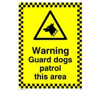 Lot de 5 panneaux d'avertissement « Warning Guard Dogs Patrol This Area » - 150 x 200 mm - A5P