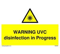 Lot de 5 panneaux d'avertissement « Warning UVC Dinfection in progress » - 150 x 100 mm - A6L