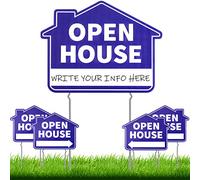 Lot de 5 panneaux de maison ouverte pour immobilier avec piquets, 30,5 x 40,6 cm, grand panneau de maison ouverte double face avec flèches directionnelles, fournitures d'agent immobilier, panneaux de maison ouverte