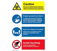 Lot de 5 panneaux de mesure de distanciation sociale pour vente au détail et entreprise, 100 x 150 mm, A6P