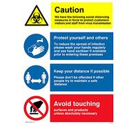Lot de 5 panneaux de mesure de distanciation sociale pour vente au détail et entreprise, 150 x 200 mm, A5P