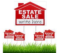 Lot de 5 panneaux de vente immobilier avec piquets, double face, flèches directionnelles, panneaux de maison ouverte pour immobilier, propriété en plastique à vendre par propriétaire pour garage