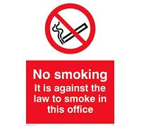 Lot de 5 panneaux d'interdiction de fumer dans ce bureau 150 x 200 mm A5P