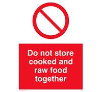 Lot de 5 panneaux « Do Not Store Cooked And Raw Food Together » - 150 x 200 mm - A5P