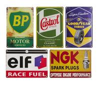 Lot de 5 panneaux en tôle vintage pour huile moteur et publicité automobile (vert)