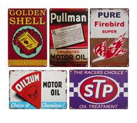 Lot de 5 panneaux en tôle vintage pour huile moteur et publicité automobile (violet)
