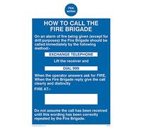 Lot de 5 panneaux « Fire Action How To Call The Fire Brigade » - 100 x 150 mm - A6P