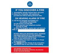 Lot de 5 panneaux « Fire Action If You Discover A Fire For Hospitals » - 150 x 200 mm - A5P