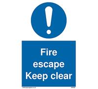 Lot de 5 panneaux « Fire escape keep clear » - 100 x 150 mm - A6P