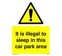 Lot de 5 panneaux « It is ilgal to sleep in this car park area » 150 x 200 mm A5P