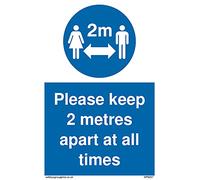 Lot de 5 panneaux « Keep 2 metres apart at all times » - 100 x 150 mm - A6P