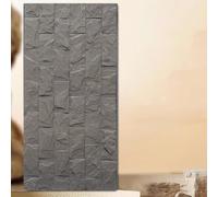 Lot de 5 panneaux muraux 3D aspect pierre, revêtement mural en polyuréthane pour intérieur et extérieur, résistant à l'eau et à l'humidité pour la maison et le bureau (noir, 5 pièces)