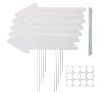 Lot de 5 panneaux vierges en forme de flèche avec Piquets Panneaux de Jardin Flèche Directionnelle Mariage Panneaux de Signalisation Routière Blancs Étanches 43x15 cm
