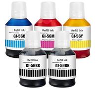 Lot de 5 paquets d'encre noire GI56 GI-56/cyan en bouteille GI56 GI-56/encre magenta GI56 GI-56/encre jaune GI56 GI-56, fonctionne pour Canon MAXIFY GX7050/GX6050/GX5050/GX4050/GX3050 (5 paquets, 2B