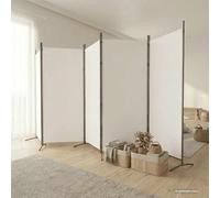 Lot de 5 paravents en tissu blanc - 433 x 180 cm - Pliable - Protection contre les regards indiscrets - Pour salon, chambre à coucher, bureau, jardin - En polyester respirant et cadre en fer solide