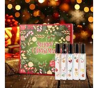 Lot de 5 parfums de Noël de qualité supérieure pour femme - Eau de parfum longue durée de 10 ml - Notes florales et fruitées - Coffret cadeau de voyage pour femme