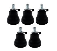 Lot de 5 patins à cloche de 6,3 cm de hauteur totale une fois installés avec réglage marche/arrêt pour chaise de bureau - Roulettes pivotantes pour planchers en bois dur