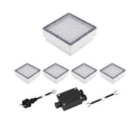 Lot de 5 pavés LED CUS IP67 230V 15x15x4cm blanc chaud