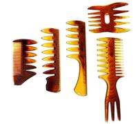 Lot de 5 peignes à cheveux professionnels pour salon de coiffure, coiffeur, peigne à texture double face, outil de coiffure rétro, accessoire de soins capillaires durables pour homme/garçon/gentleman