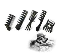 Lot de 5 peignes de coiffage pour hommes - Accessoires de coiffure - Peigne à huile pour coiffeurs - Barbiers - Salon de famille - Noir