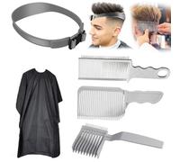 Lot de 5 Peignes de Transition Professionnels - Avec Cape de Coiffure Réglable & Pochoirs - Pour Coupe Homme/Enfant - Outil Coiffeur DIY