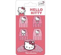 Lot de 5 peignes et pinces à cheveux Hello Kitty pour enfant avec motif pailleté rose sous licence officielle
