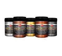 Lot de 5 peintures acryliques métallisées - 5 x 100 ml - Couleurs intenses et brillantes pour intérieur et extérieur - Brillantes et métallisées