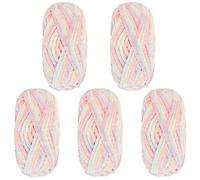 Lot de 5 pelotes de laine à tricoter épaisse et chaude en velours chenille super doux pour tricot de poupées, bricolage, sacs, pulls - 500 g