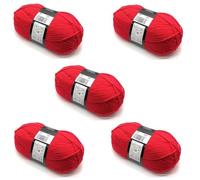 Lot de 5 pelotes de laine d'Aran Rouge 100 g