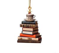 Lot de 5 pendentifs de Noël en acrylique 2D sur le thème littéraire imprimé plat, décoration à suspendre pour arbre de maison, fenêtre, porte, décoration intérieure et extérieure pour les amateurs de