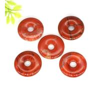 Lot de 5 pendentifs donut en pierre naturelle de 30 mm en quartz rose améthyste grand trou perles rondes en vrac pour la fabrication de colliers, accessoires, cadeau