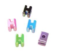 Lot de 5 perles en acrylique avec lettres de l'alphabet pour fabrication de | Perles à bulles en acrylique lisse avec de grands trous pour faciliter l'enfilage des travaux manuels et des cadeaux H