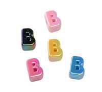 Lot de 5 perles en acrylique avec lettres de l'alphabet pour fabrication de | Perles à bulles en acrylique lisse avec de grands trous pour faciliter l'enfilage des travaux manuels et des cadeaux B