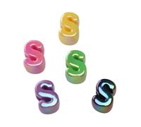 Lot de 5 perles en acrylique avec lettres de l'alphabet pour fabrication de | Perles à bulles en acrylique lisse avec de grands trous pour faciliter l'enfilage des travaux manuels et des cadeaux S