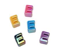 Lot de 5 perles en acrylique avec lettres de l'alphabet pour fabrication de | Perles à bulles en acrylique lisse avec de grands trous pour faciliter l'enfilage des travaux manuels et des cadeaux E