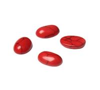 Lot de 5 perles en pierre naturelle améthyste agate sans trou ovales plates lisses pour fabrication de bagues, boucles d'oreilles, bracelets, colliers, 19. Turquoise rouge, 10 x 14 mm