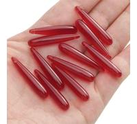 Lot de 5 perles en résine imitation jade, longues gouttes, pour loisirs créatifs, fabrication de colliers, bracelets, boucles d'oreilles, bijoux, accessoires - 02 Rouge