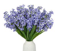 Lot de 5 petites fleurs artificielles en soie lavande avec tiges - Fleur de jacinthe synthétique pour centre de table, tiges florales printanières pour vases, fleurs sauvages de ferme pour décoration
