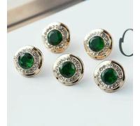 Lot de 5 petits boutons décoratifs en métal à tige luxueuse, 11,5 mm, en pierres précieuses, pour vêtements féminins, vert, 11,5 mm