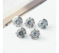 Lot de 5 petits boutons décoratifs en métal avec pierres précieuses tendance de 11,5 mm, pour vêtements féminins, blancs, 11,5 mm