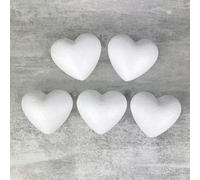 Lot de 5 Petits Coeurs 3D bombés en polystyrène, 5 cm, densité Pro
