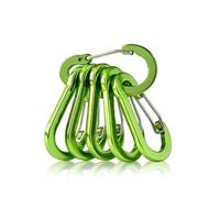 Lot de 5 petits mousquetons à ressort en aluminium pour le camping, les balançoires, les voyages, le camping, les poissons