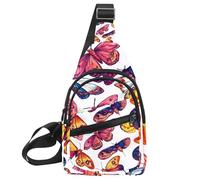 Lot de 5 petits sacs à dos à bandoulière pour homme et femme Motif abeille blanche, Multicolore 14., 11.8x7x1.5in/30x18x4cm